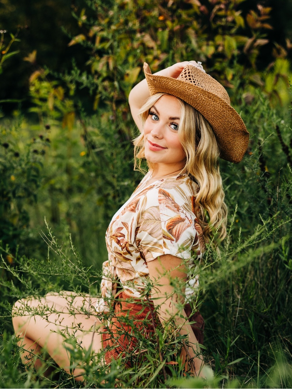 Neutral Leaf Print Top